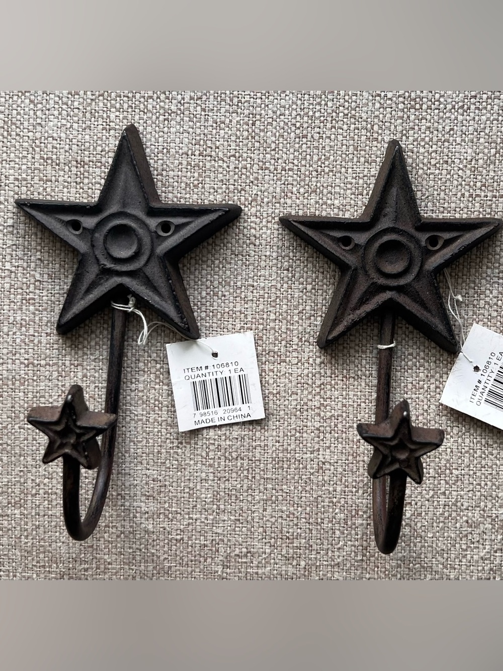 Brown Star Cast Iron Wall Hook - Decorative Home Hook